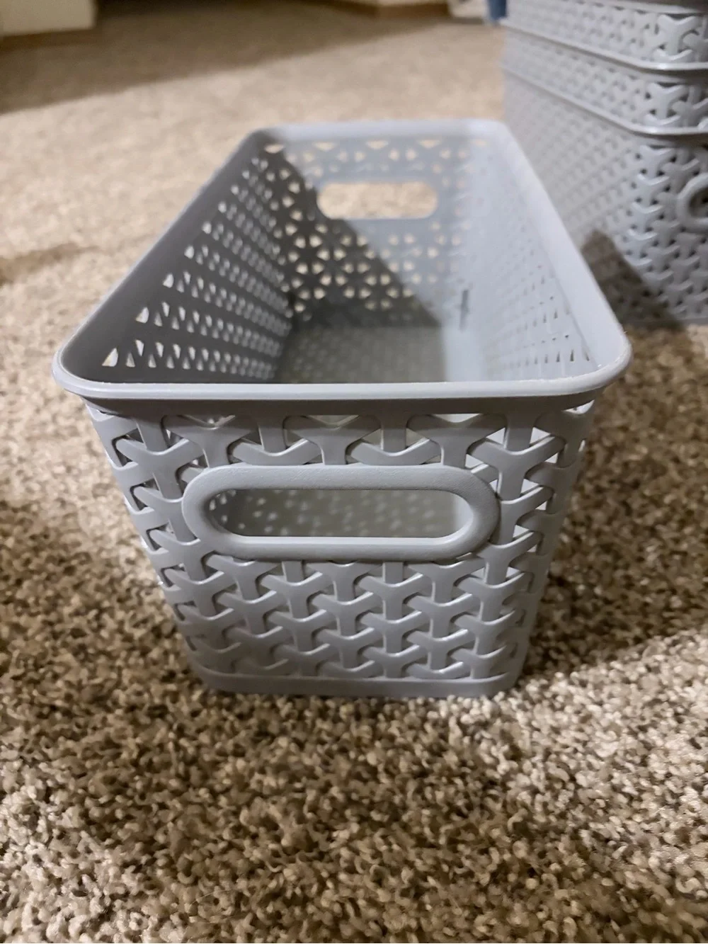 Stackable Gray Woven Plastic Storage Bins (Set of 6)